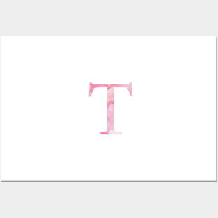 Pink Tau Watercolor Letter Posters and Art